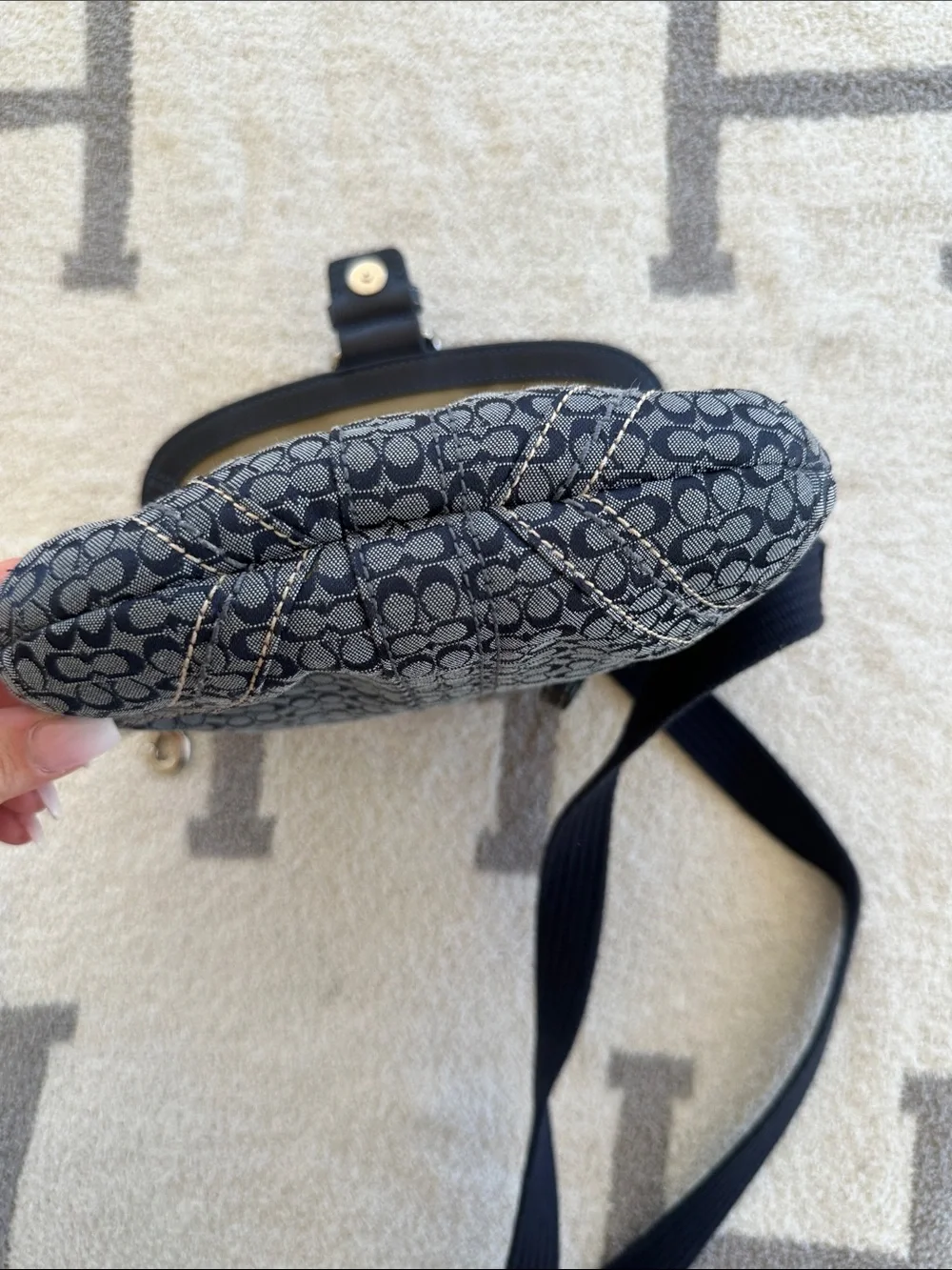Coach Navy and Black Signature Crossbody Bag